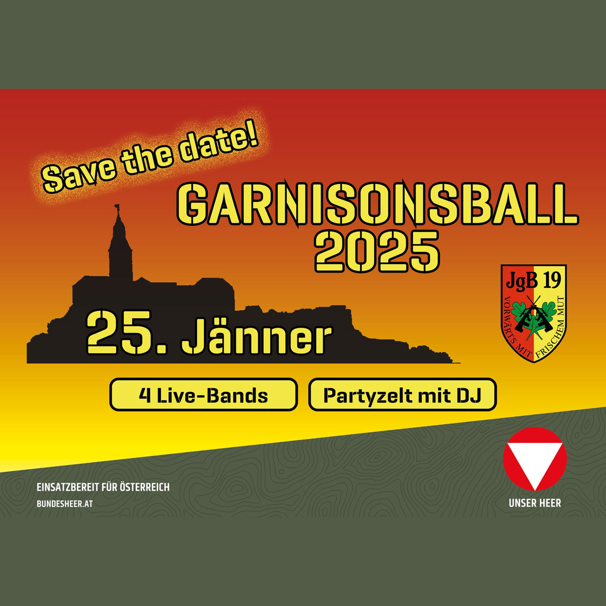 Plakat Garnisonsball 25 quadrat