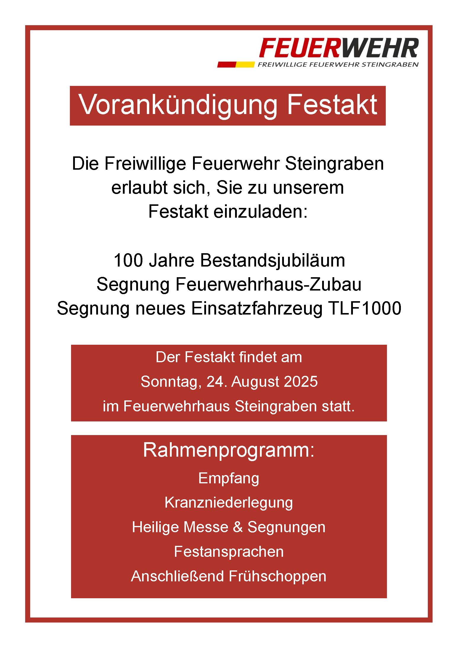 Vorankündigung Festakt
